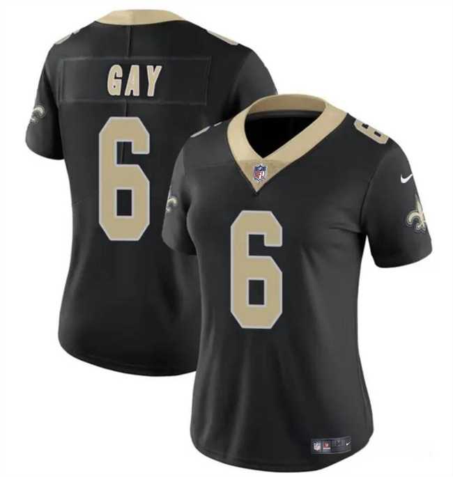 Womens New Orleans Saints #6 Willie Gay Black Vapor Football Stitched Limited Jersey Dzhi->->Women Jersey